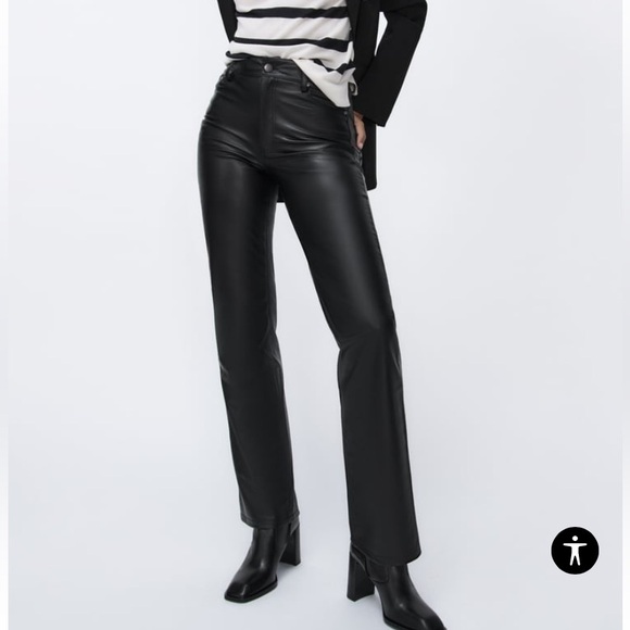Zara Pants - 😊 Zara Faux Leather women’s black pants